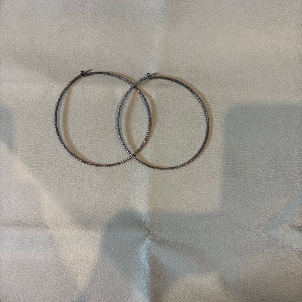 Oversized Black Sliver Hoop Earrings